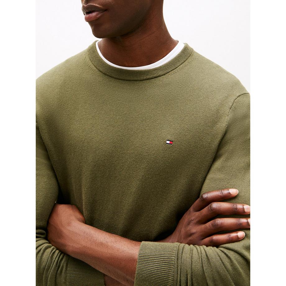 TOMMY HILFIGER Pima Bio Baumwolle Kaschmir Rundhals Pullover  