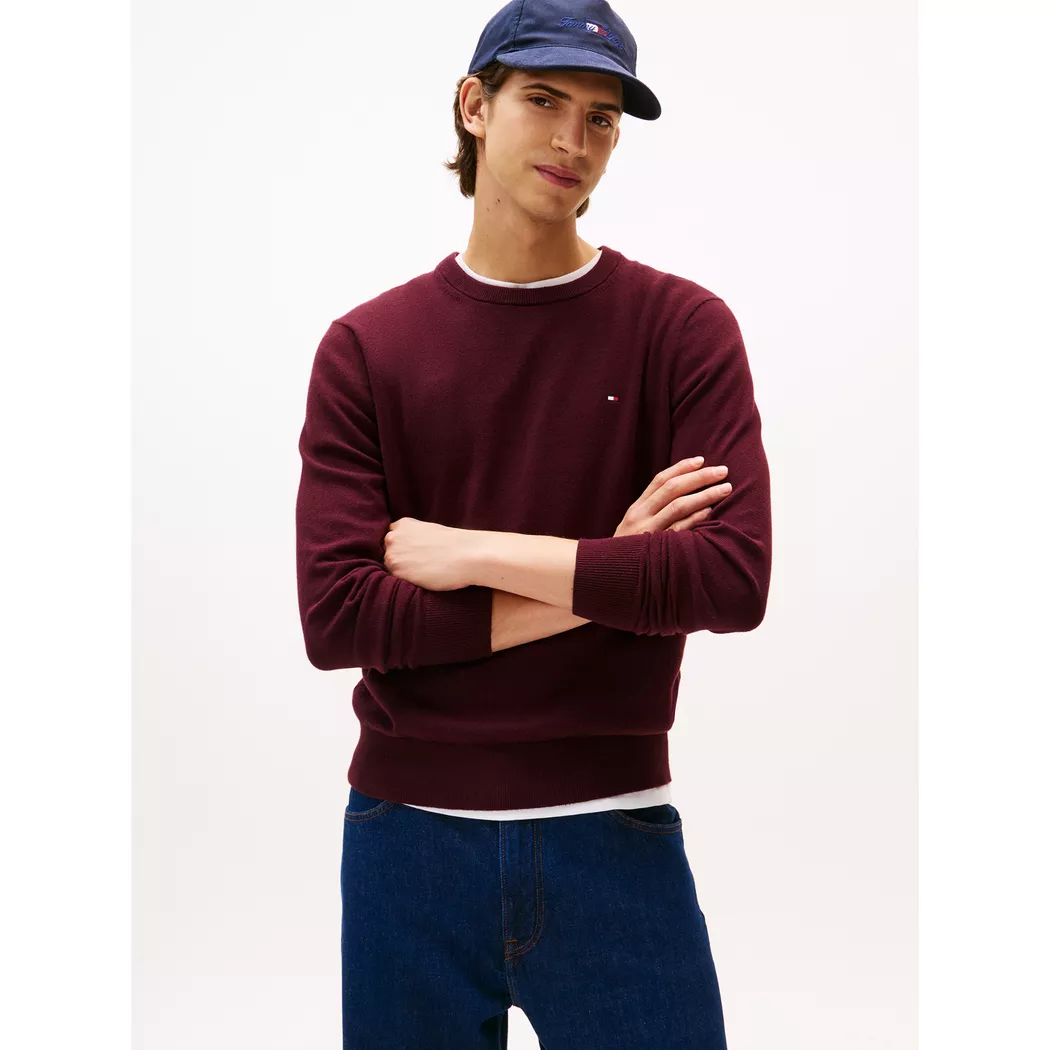 Tommy Hilfiger PIMA ORGanic CoTtoN CASHMERE CREW NECK herr, XL, Deep Burgundy