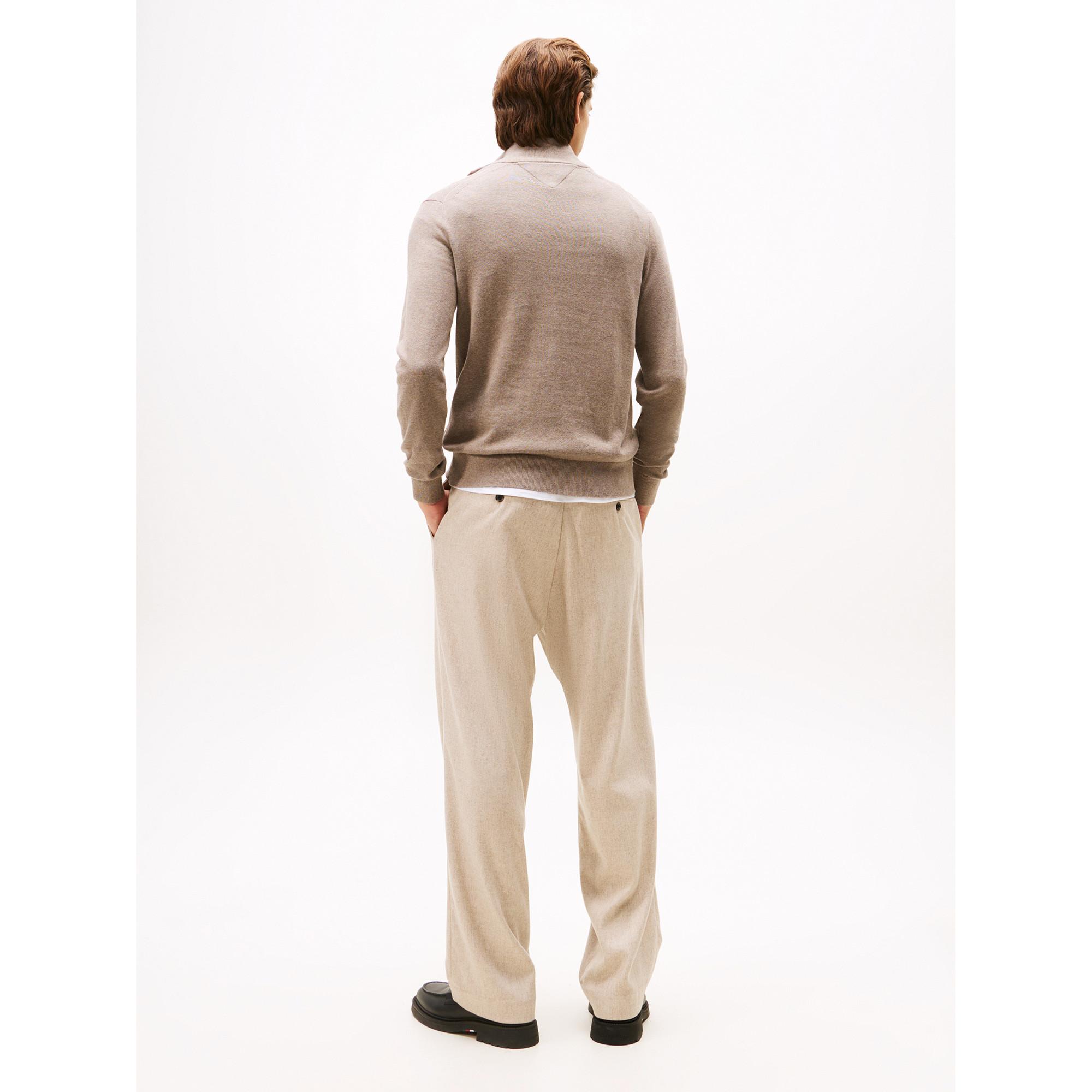 TOMMY HILFIGER Pima Coton Bio Cachemire Zip Mock Pull  