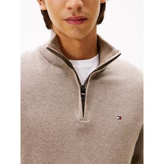 TOMMY HILFIGER Pima Coton Bio Cachemire Zip Mock Pull  