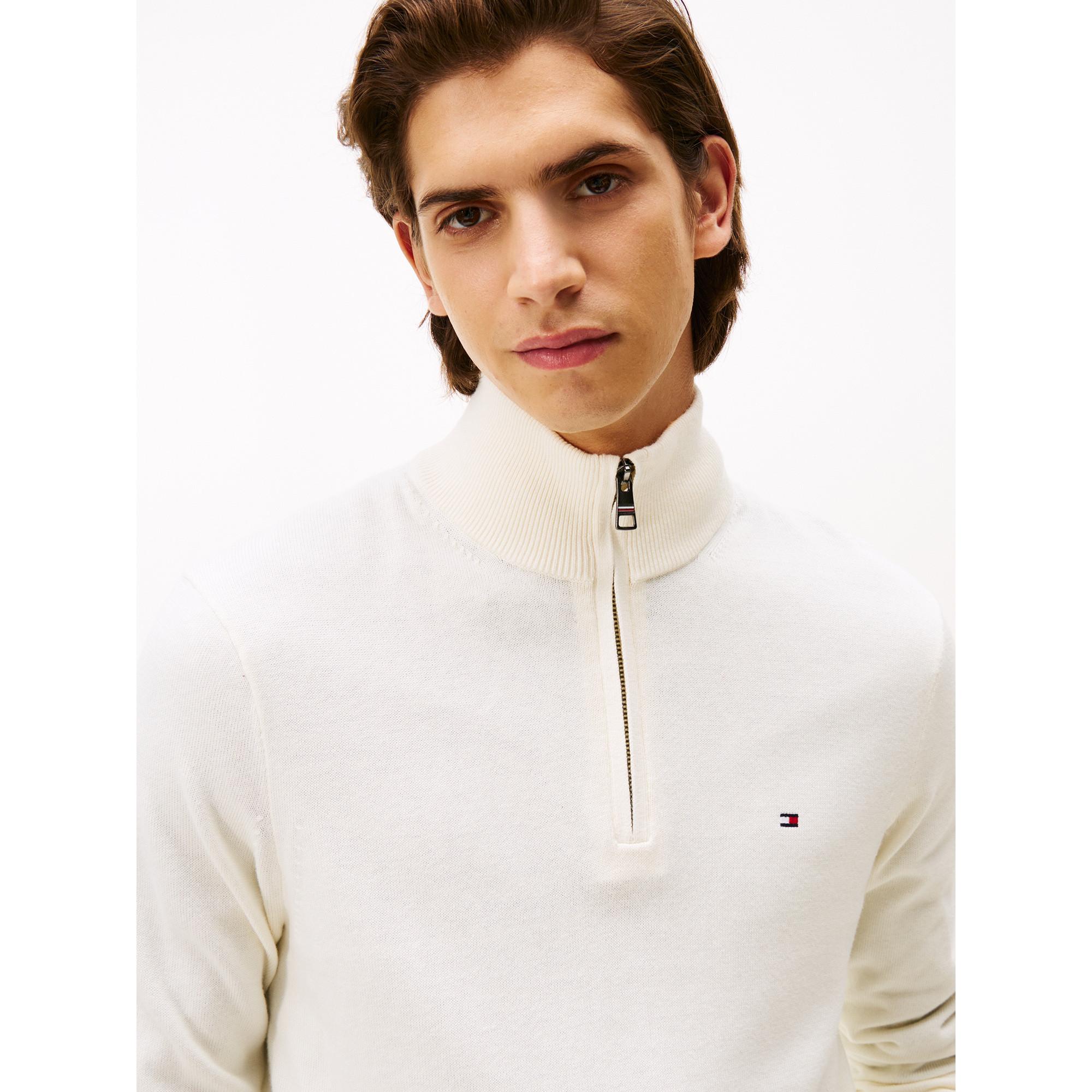 TOMMY HILFIGER Pima Bio Baumwolle Kaschmir Zip Mock Pullover  