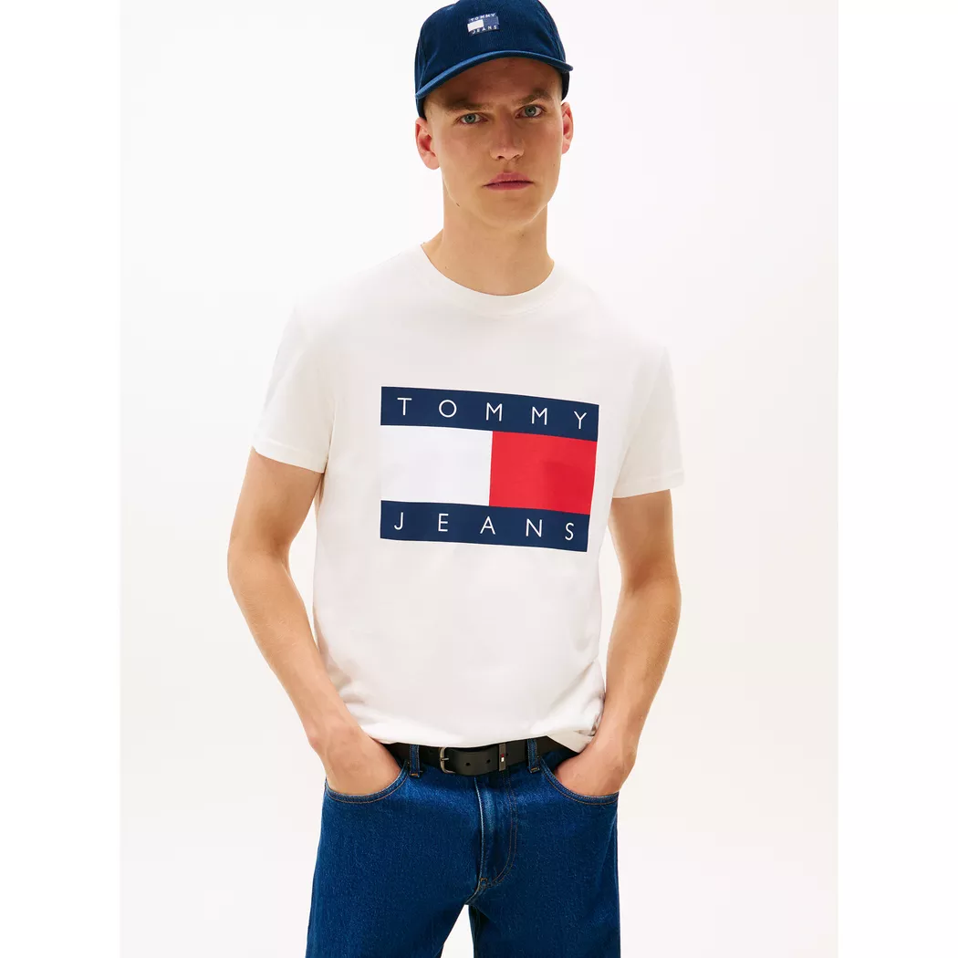 Tommy Jeans T-shirt à Manches Courtes Rwb Flag Slim Fit Ancient White L Homme 2