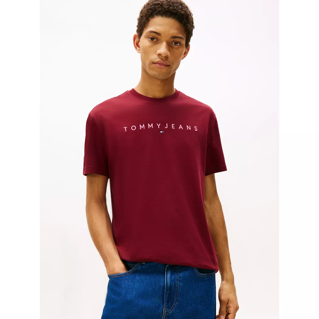 Tommy Jeans T-shirt à Manches Courtes Linear Logo Regular Fit Red Wine / Multicolor M Homme