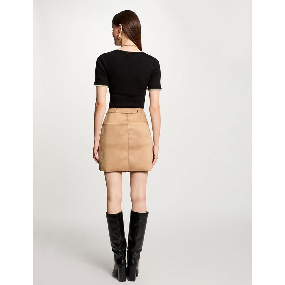 MORGAN Gerippter Kurzarm Pullover  