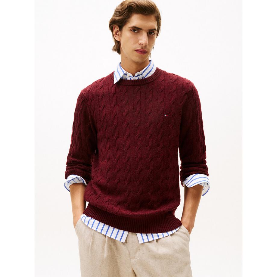 TOMMY HILFIGER Lambswool Blend Cable Crew Pullover  