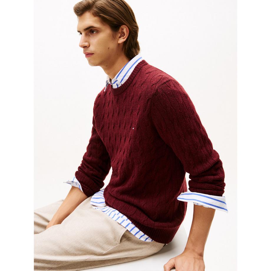 TOMMY HILFIGER Lambswool Blend Cable Crew Pullover  