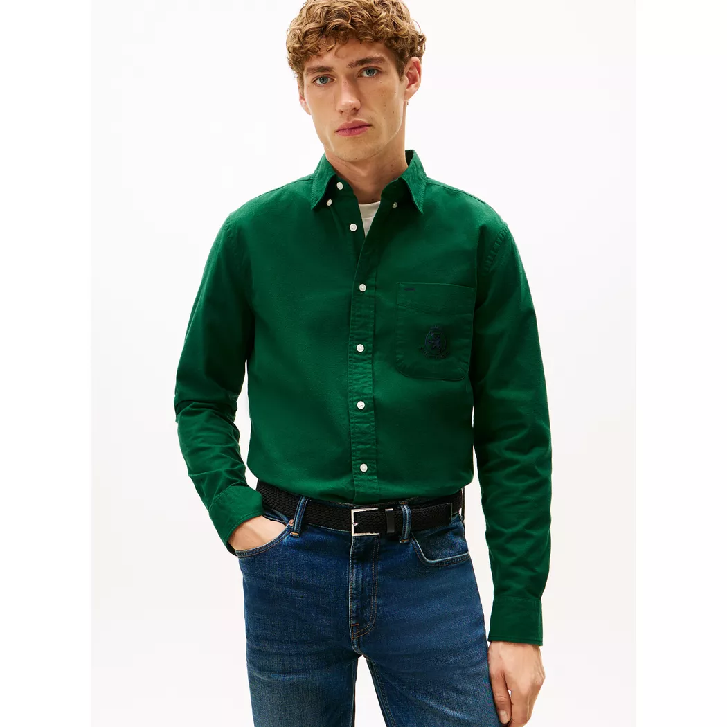 Tommy Hilfiger Brushed Oxford Crest Pocket Shirt L Green