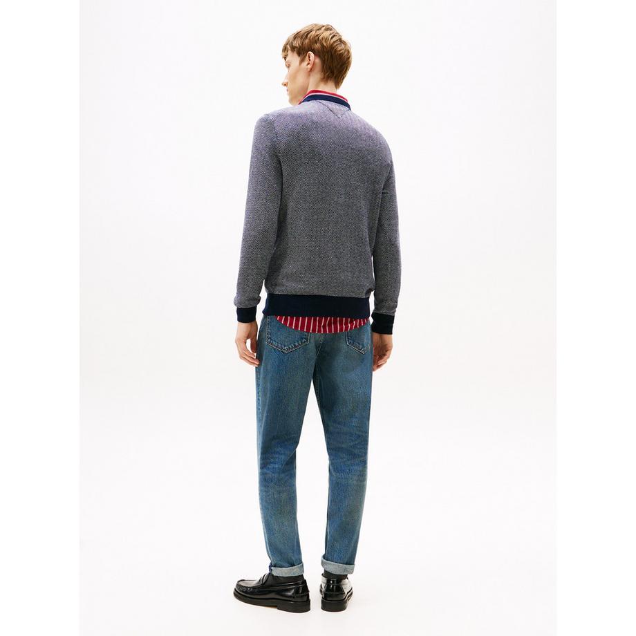 TOMMY HILFIGER Pima Coton Cachemire Chevrons Col Rond Pullover  