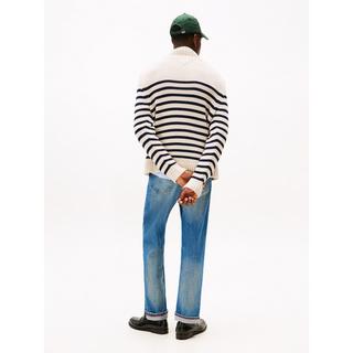 TOMMY HILFIGER Breton Cotton Stripe Mock Neck Pullover  