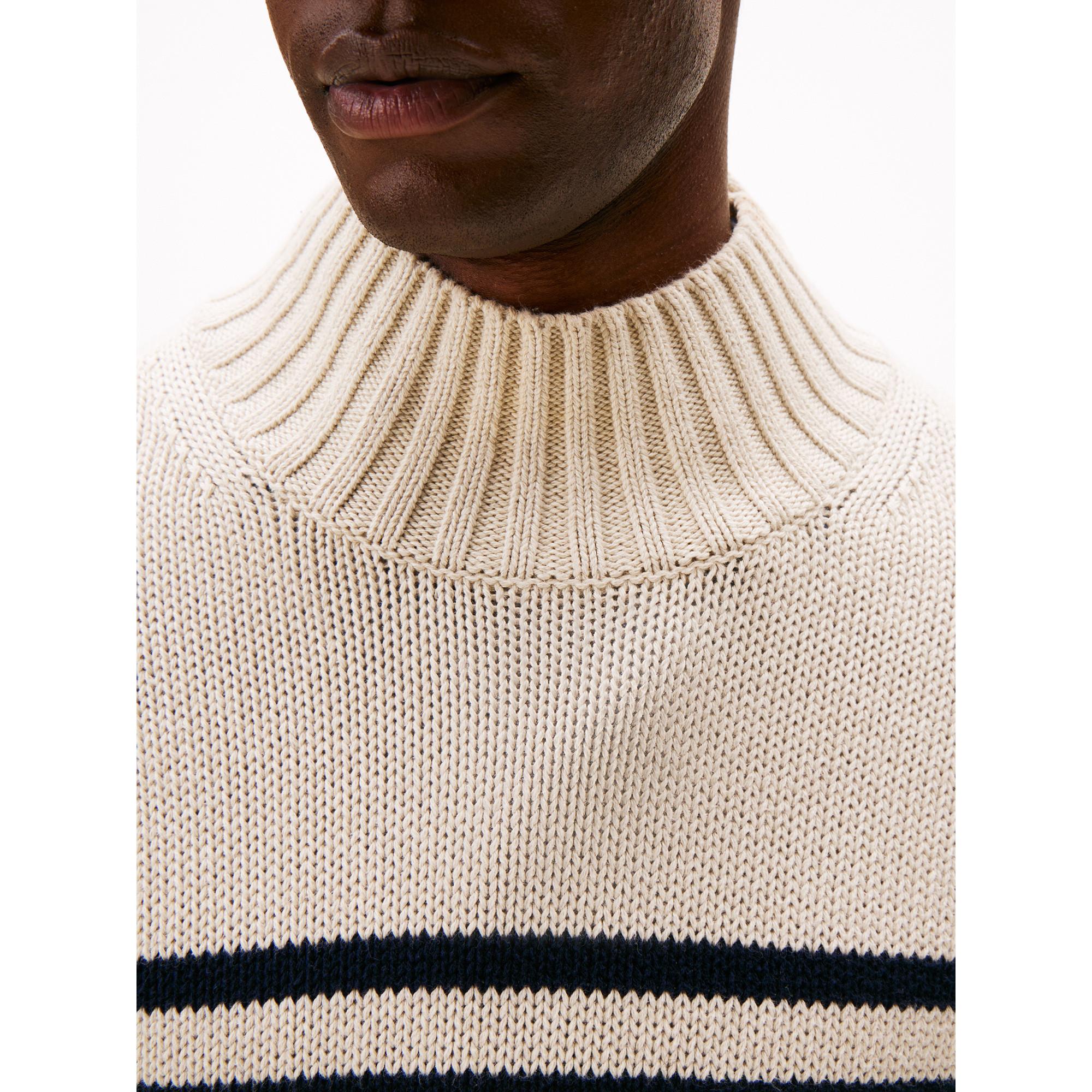 TOMMY HILFIGER Breton Cotton Stripe Mock Neck Pullover  
