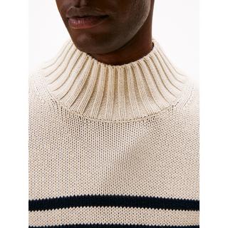 TOMMY HILFIGER Breton Cotton Stripe Mock Neck Pullover  
