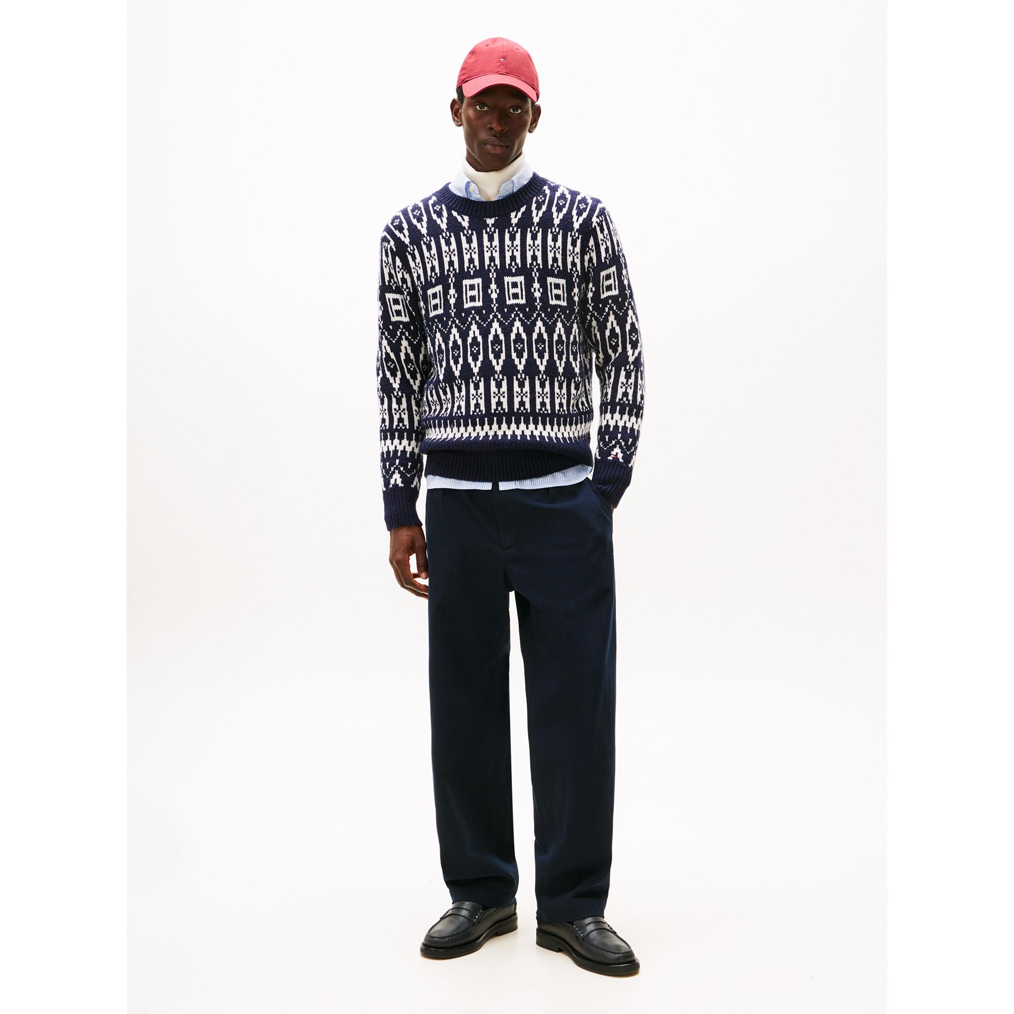 TOMMY HILFIGER Wool Blend AOP Fairisle Crew Pullover  