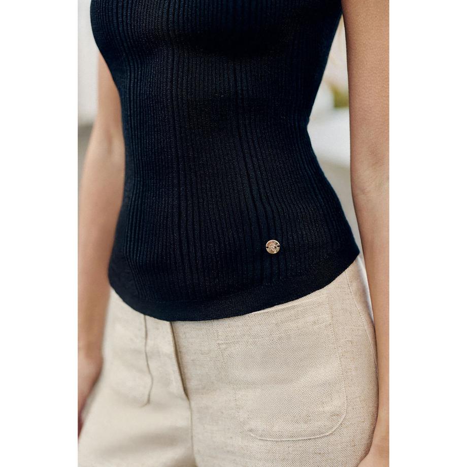 La Petite Etoile Juana Canotta a costine scollo rotondo  