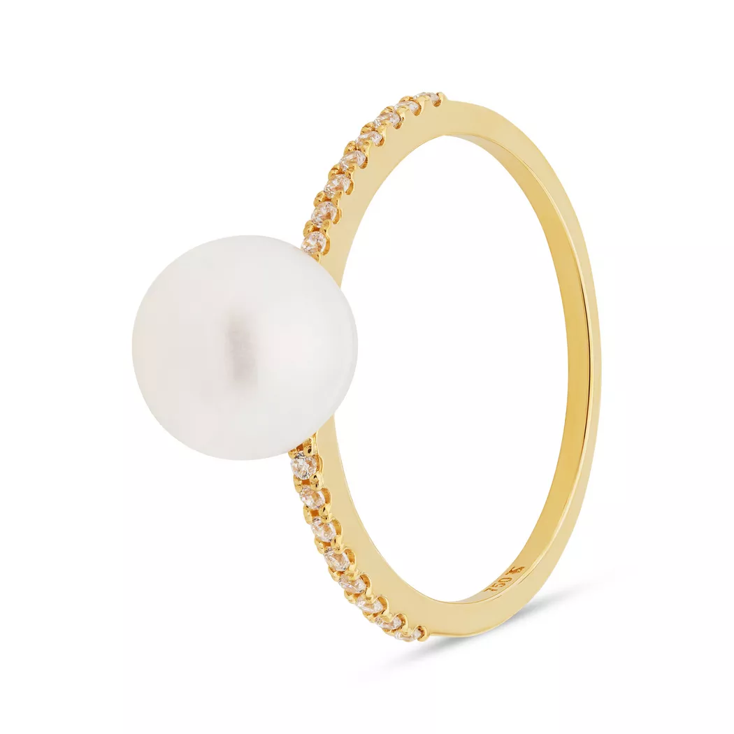 Puro® - Perlen-Ring, 56, Gelbgold