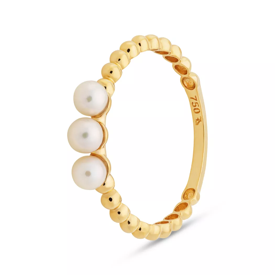Puro® - Ring mit Perlen, 52, Gelbgold