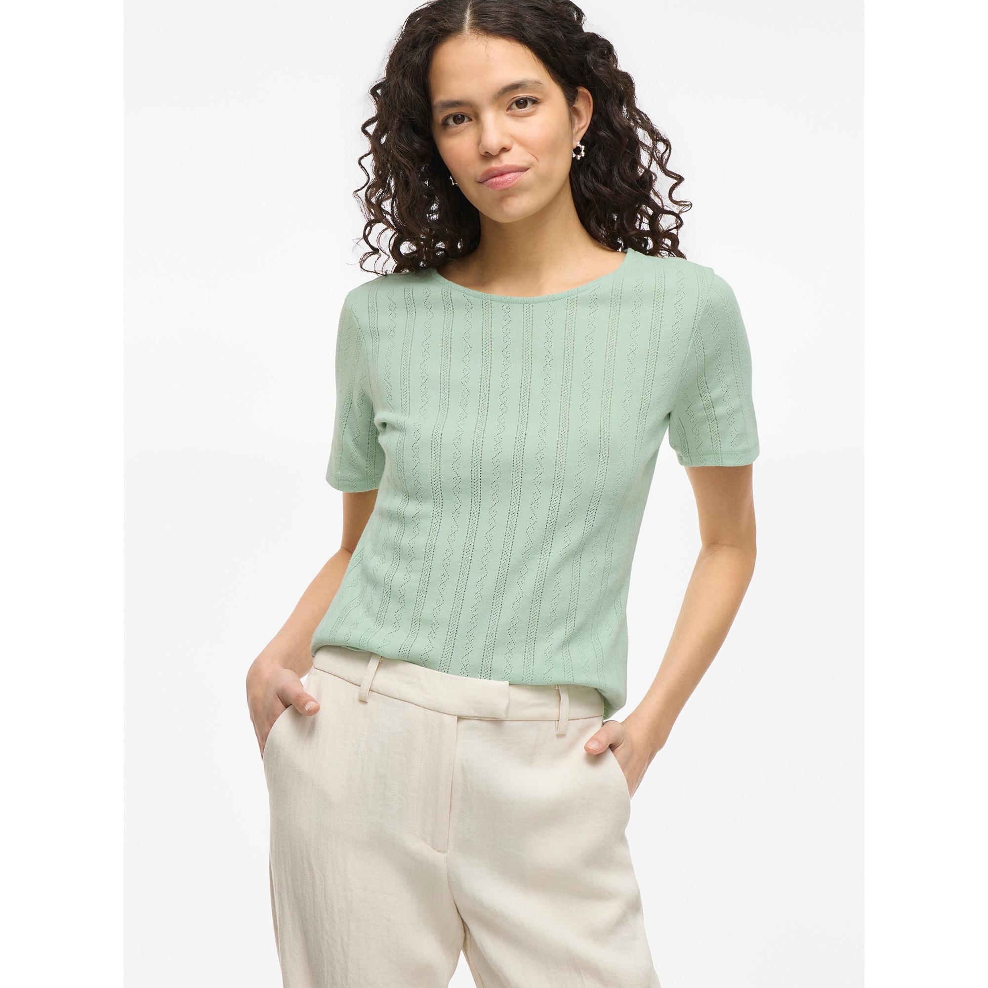 VILA T-shirt Pointelle Manches Courtes  