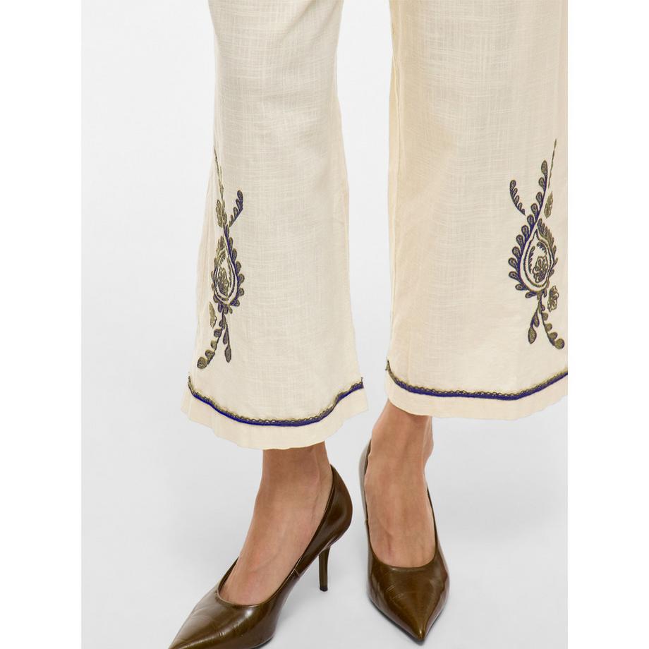 VILA Bestickte High Waist Weite Hose  