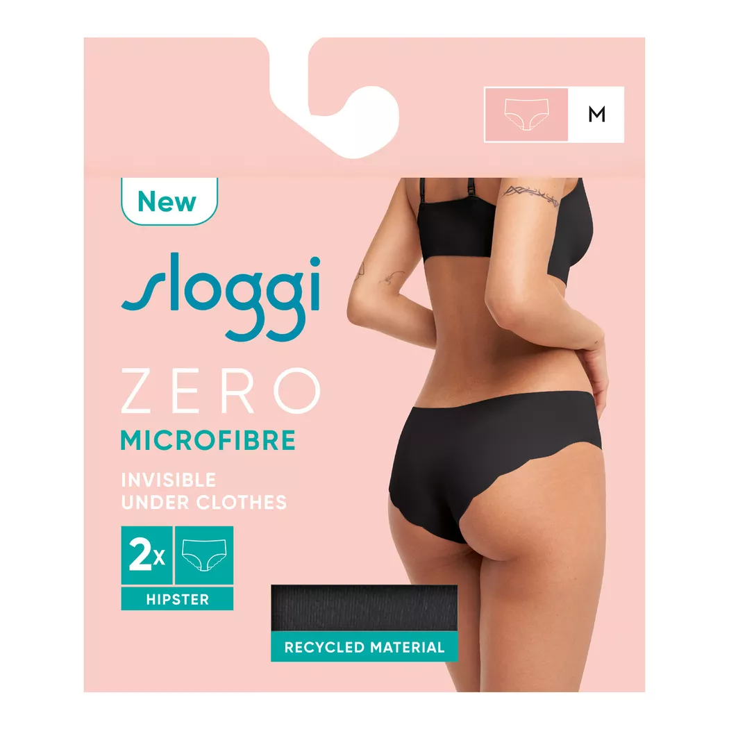 Hipster SLOGGI "ZERO Microfibre 2.0", Damen, Gr. XL, schwarz, Single Jersey, Obermaterial: 76% Polyamid, 24% Elasthan, körpernah, Unterhosen, nahtlos, unsichtbar, ultraleichte Mikrofaser