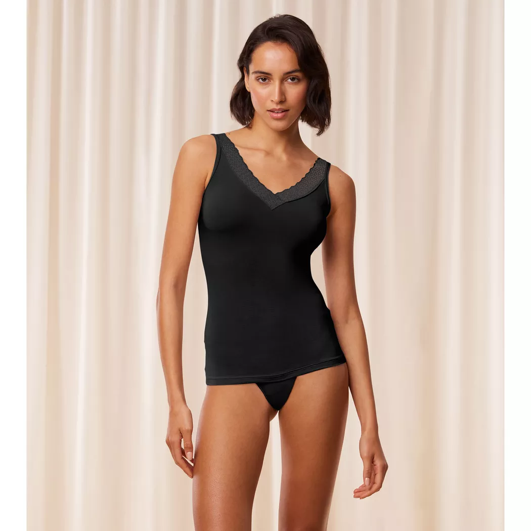 Tanktop TRIUMPH "Feel of Modal Tank Top", Damen, Gr. XL, schwarz, Single Jersey, Obermaterial: 87% Modal, 13% Elasthan, figurbetont hüftbedeckend, Rundhals, Tops Tanktop, sehr weich