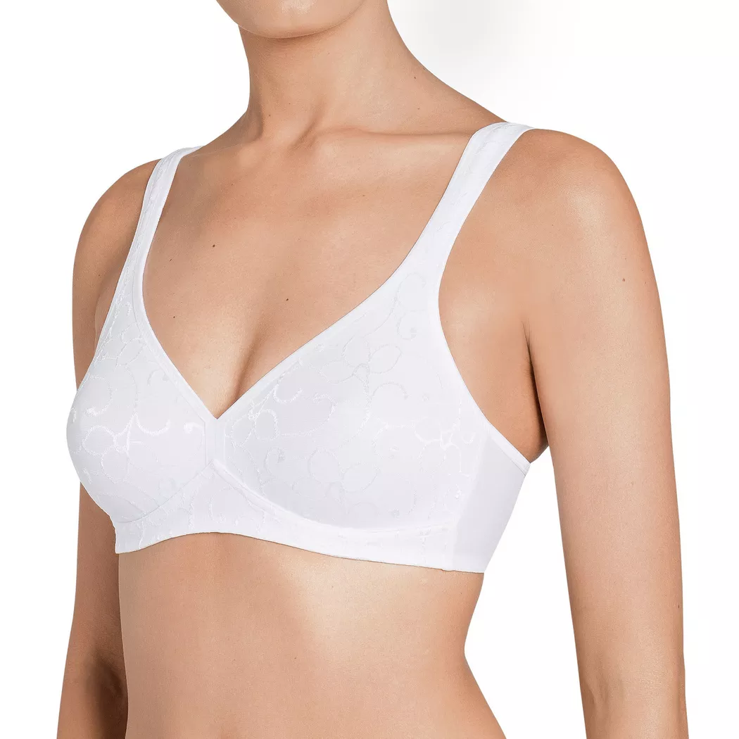 Bügelloser BH TRIUMPH, Damen, Gr. 75, Cup C, weiß, 38% Polyamid, 35% Baumwolle, 22% Elasthan, 5% Polyester, BHs 3