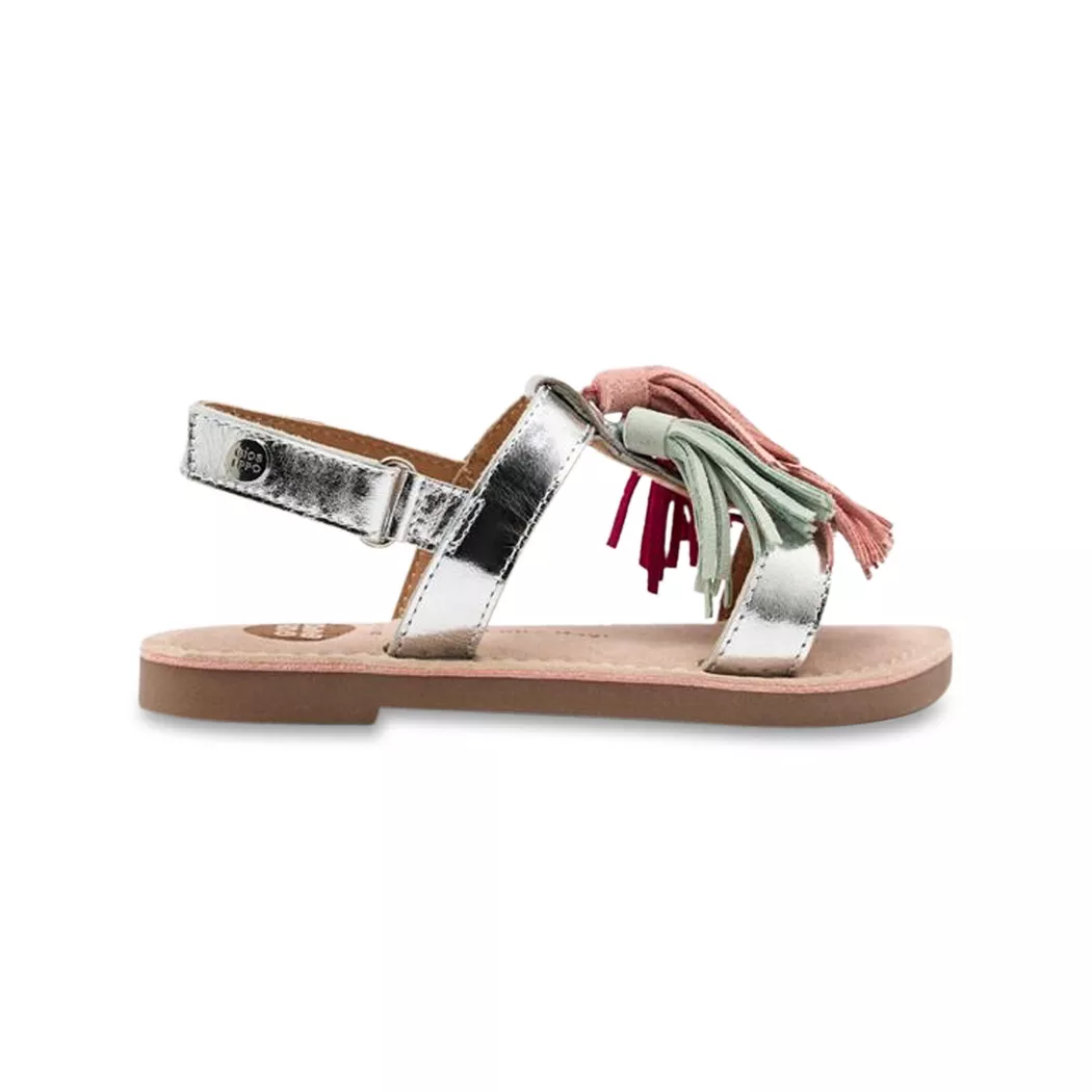 Gioseppo - Sandalen, Metallische Ledersandalen mit Fransen, 29, Multicolor