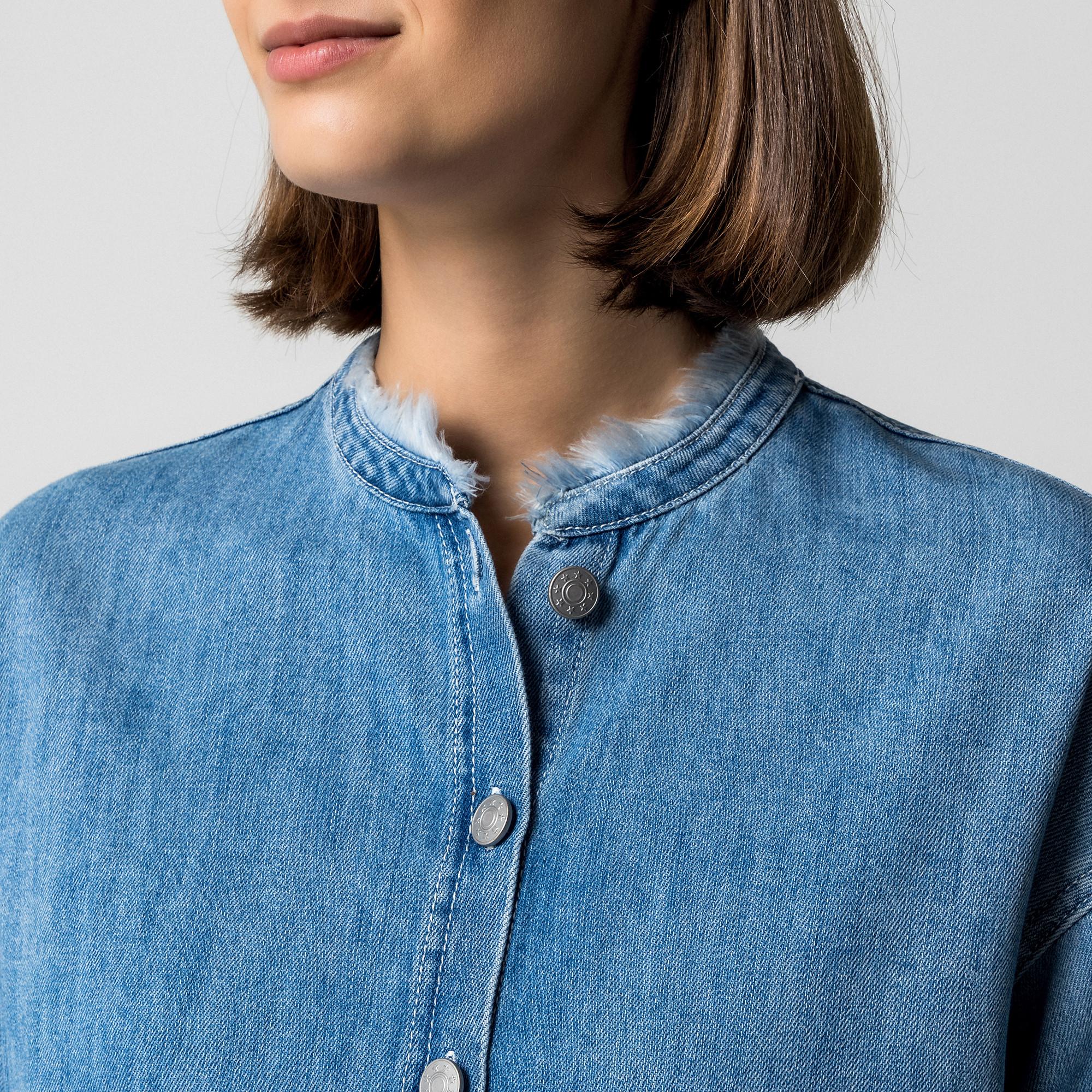 Manor Woman Denim Overshirt mit Stehkragen  