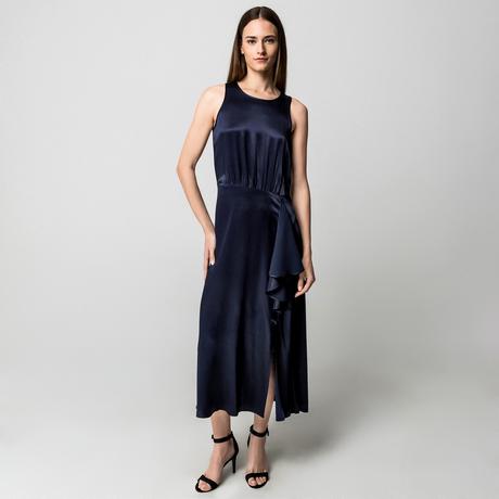 Manor Woman Ärmelloses Satin Midikleid mit Volants  