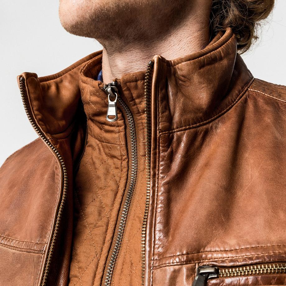 Manor Man Veste en cuir Regular Fit  