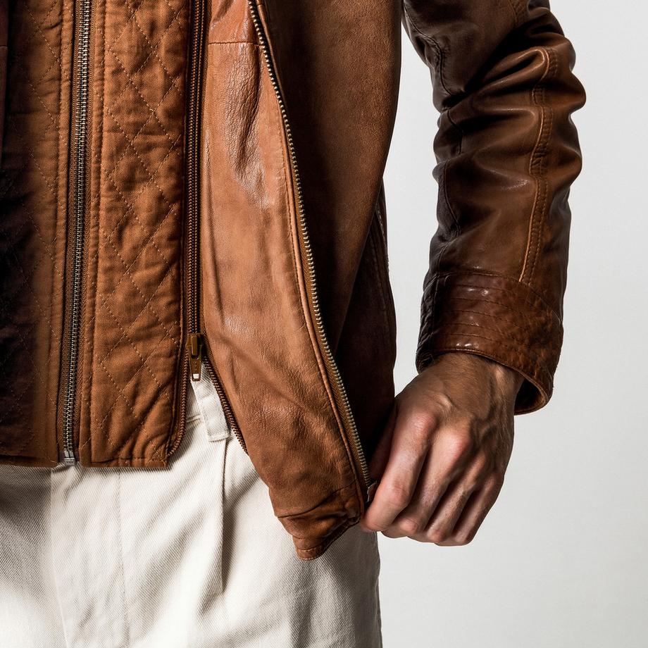 Manor Man Veste en cuir Regular Fit  