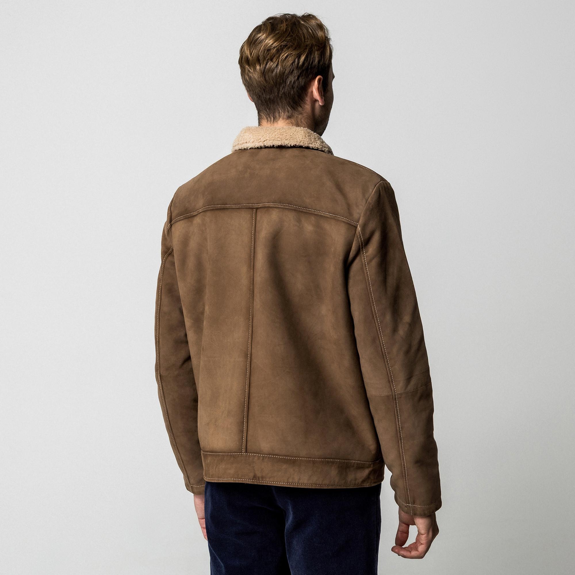 Manor Man Lederjacke mit Stehkragen  