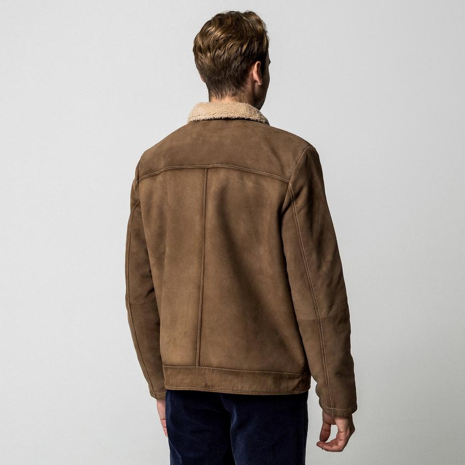 Manor Man Giacca in pelle con colletto alla coreana  