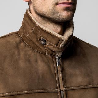 Manor Man Lederjacke mit Stehkragen  