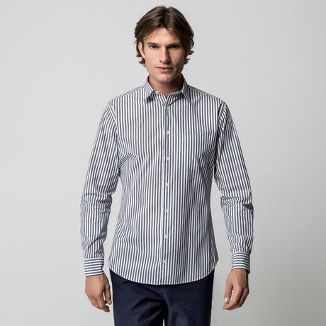 Manor Man Gestreiftes Langarm Modern Fit Hemd  