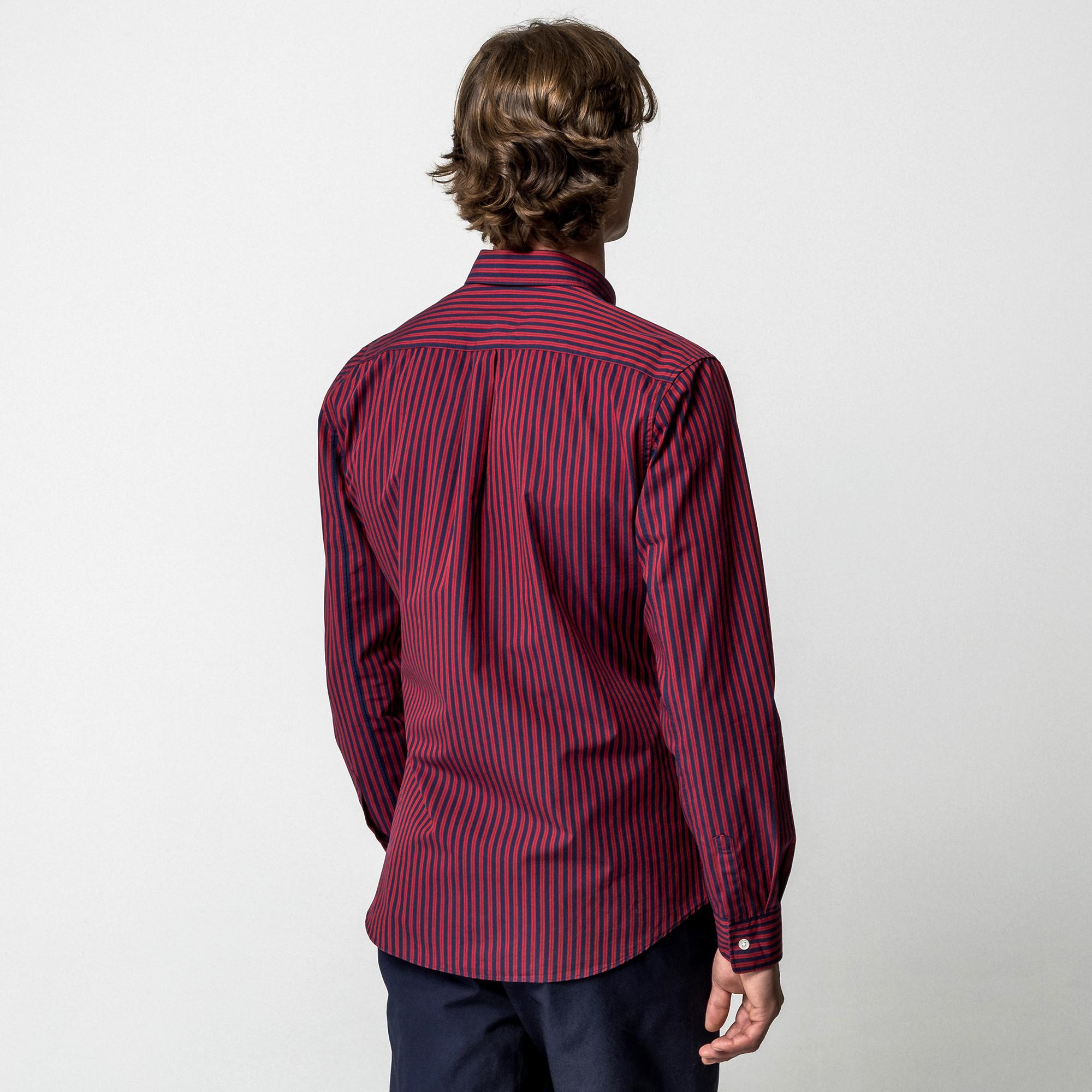 Manor Man Gestreiftes Langarmhemd Slim Fit  