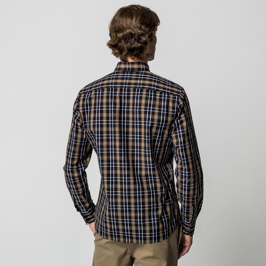 Manor Man Karo Langarmhemd Body Fit  