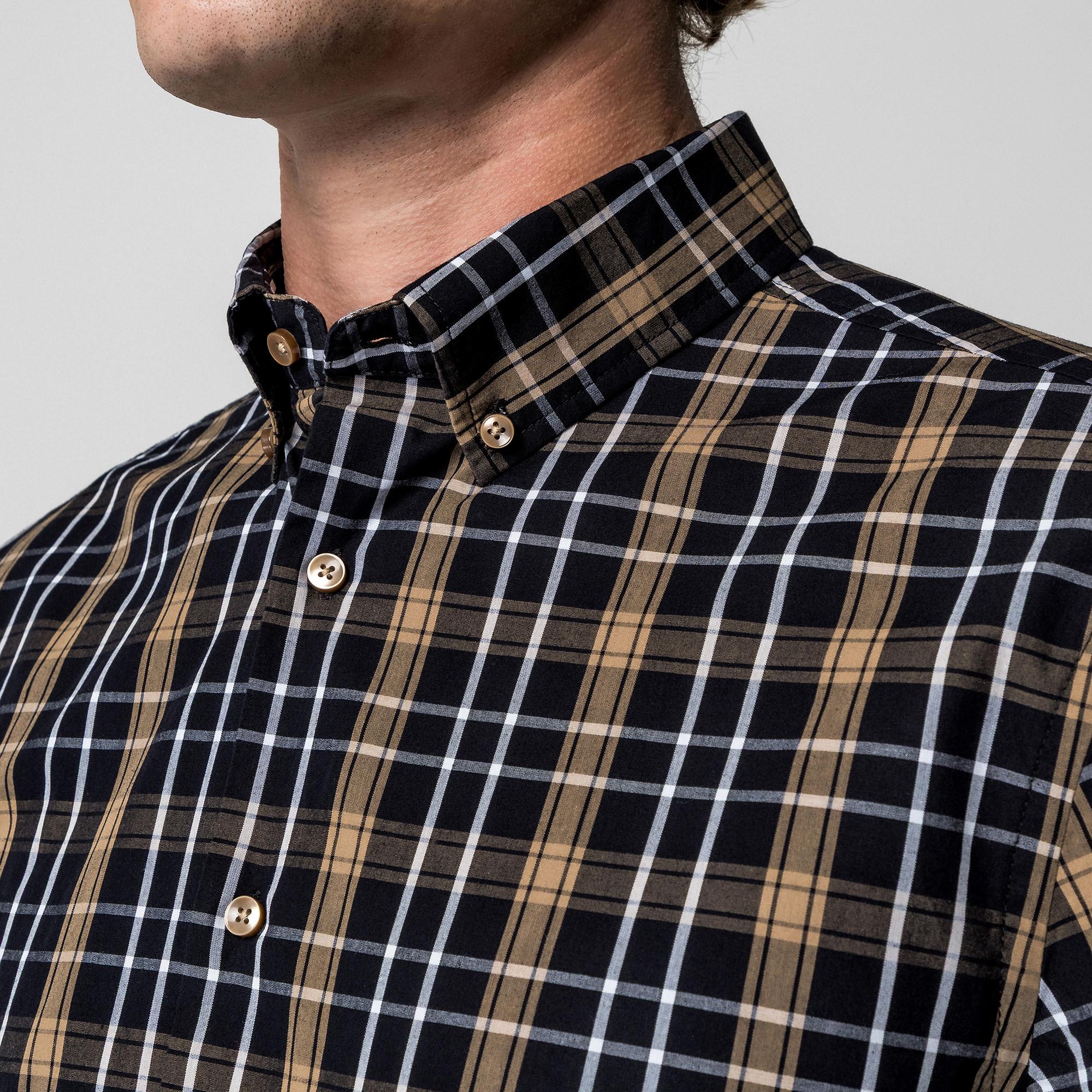 Manor Man Karo Langarmhemd Body Fit  