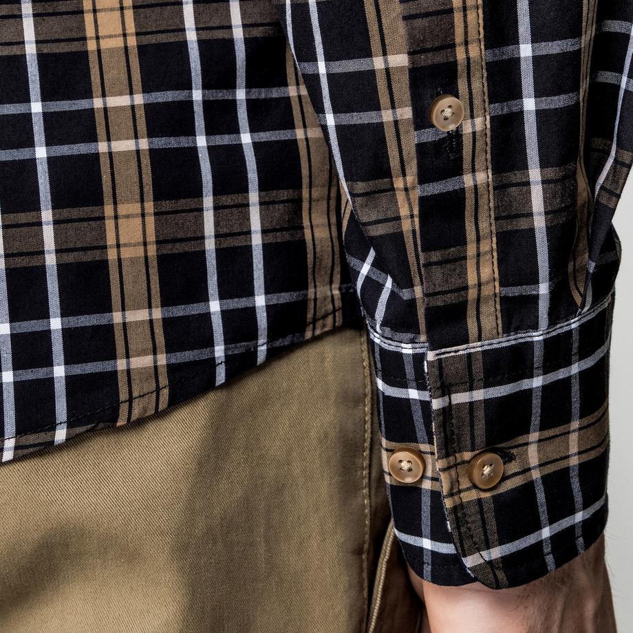 Manor Man Karo Langarmhemd Body Fit  