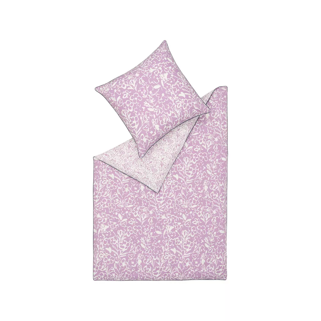 Esprit - Kissenbezug, Cleo Floral Renforcé Kissenbezug, 65 x 65 cm, Lila
