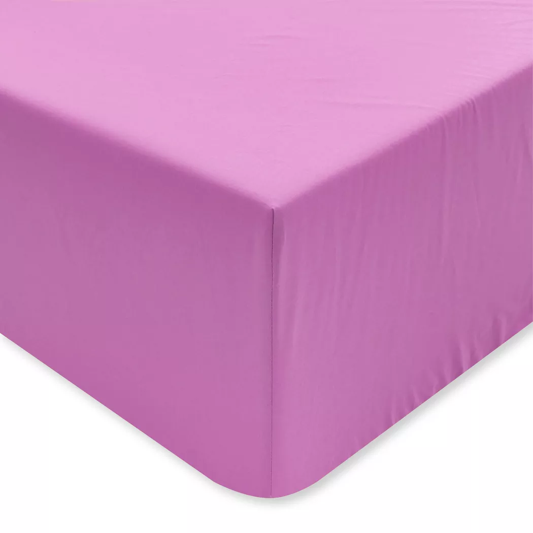 Manor Perkal Uni Fitted Sheet Purple 140x200x30 cm