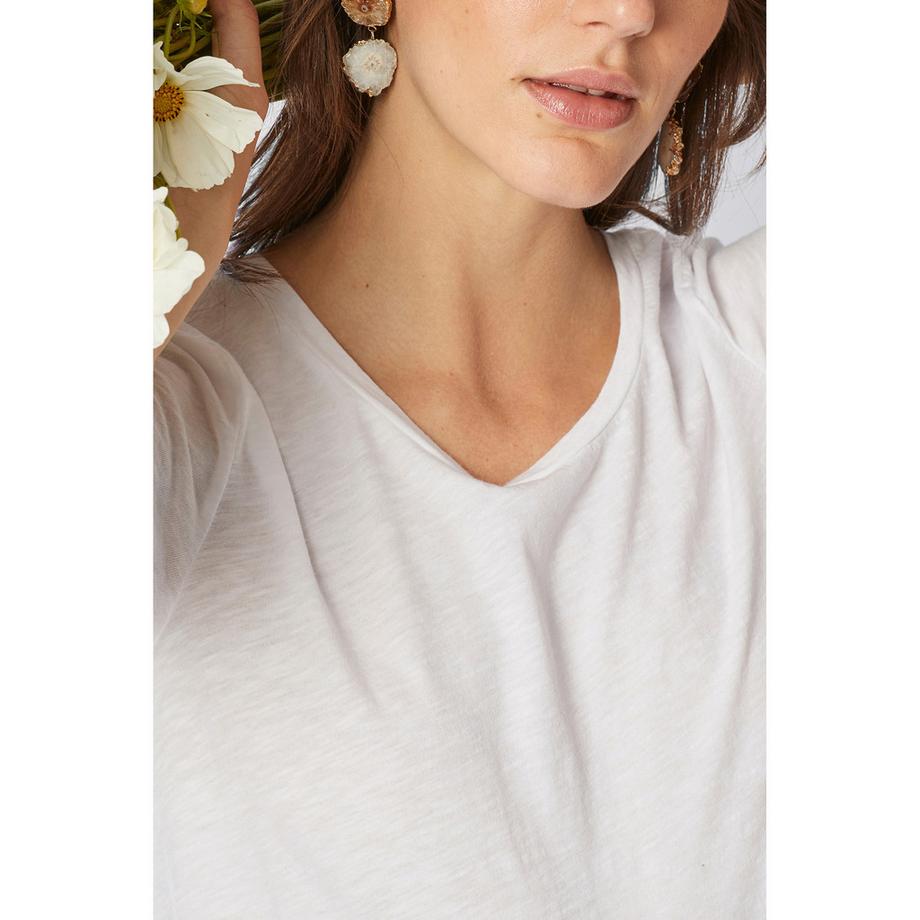 Rich & Royal Kurzarm V-Ausschnitt Slub T-Shirt  