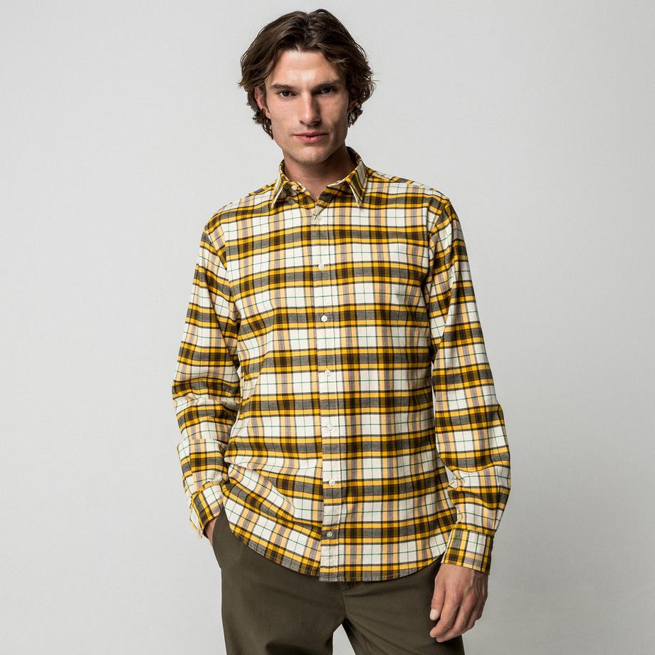 Manor Man Chemise Flanelle Manches Longues à Carreaux  