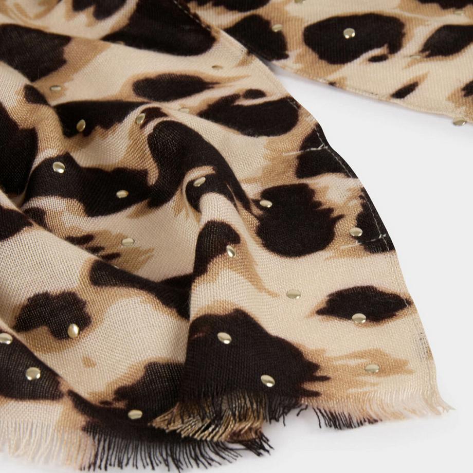 MORGAN Leopardenprint Schal mit Nieten  