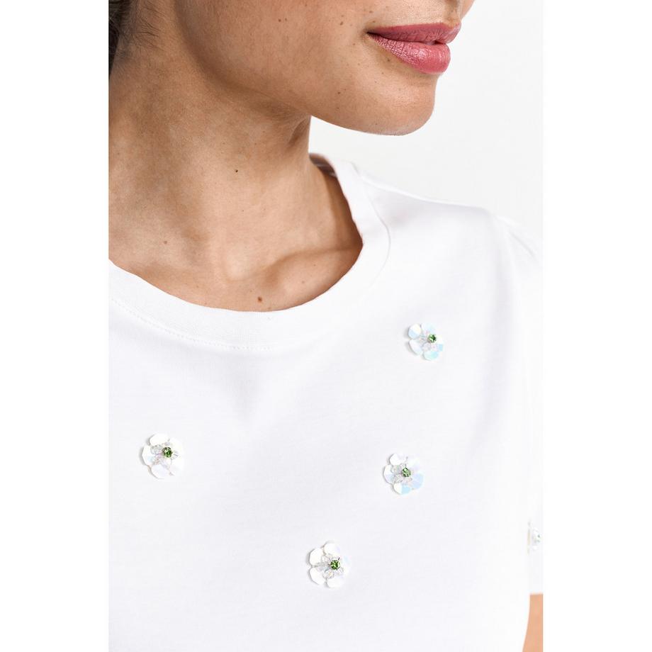Rich & Royal T-Shirt mit Blumenapplikation  