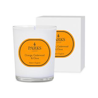 Parks London Candela profumata in vetro Orange, Cedarwood & Clove 