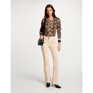 MORGAN Pull imprimé léopard avec poignets rayés  