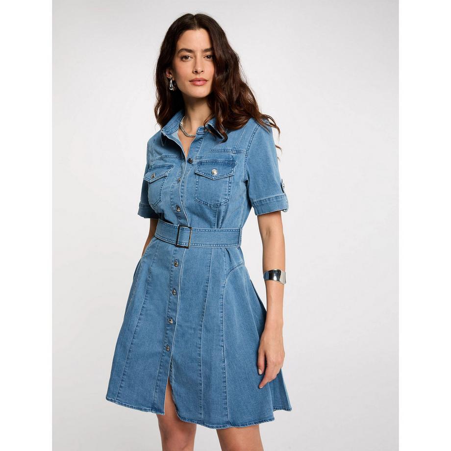 MORGAN Abito Skater Mini in Denim con Cintura  