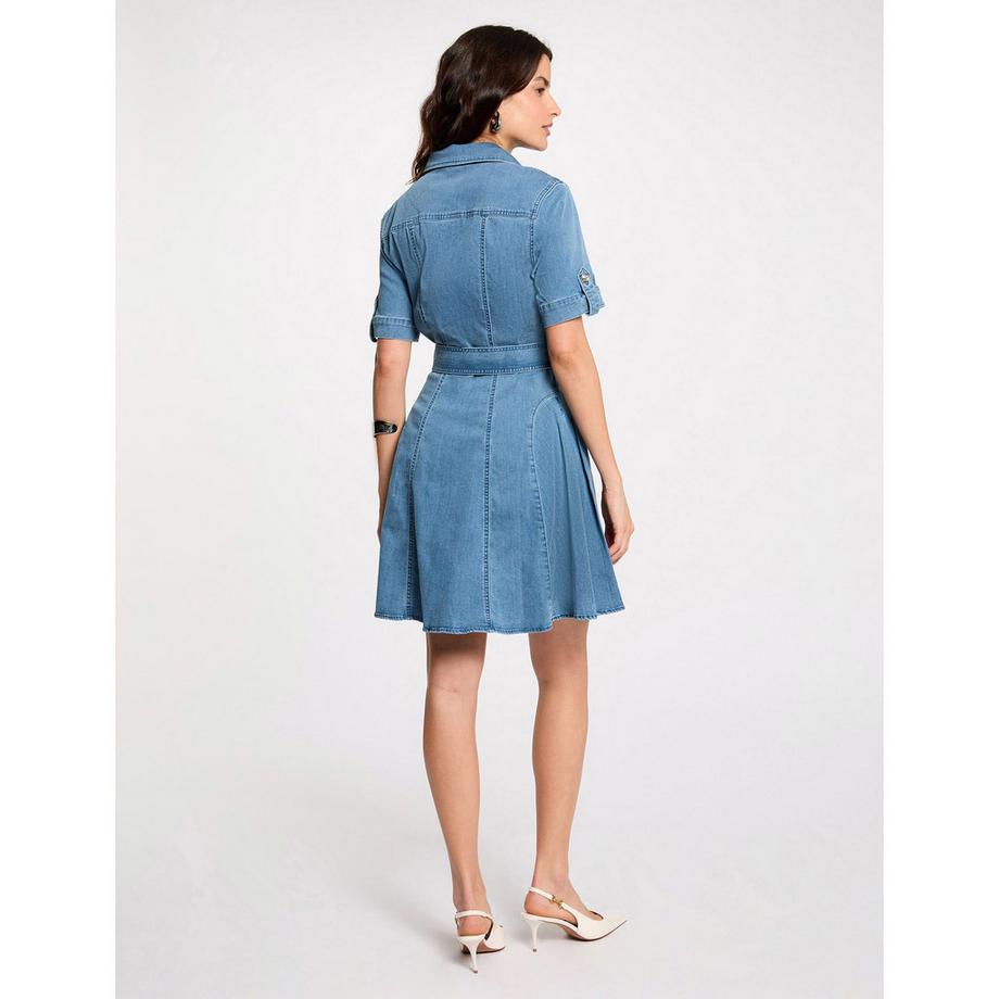 MORGAN Abito Skater Mini in Denim con Cintura  