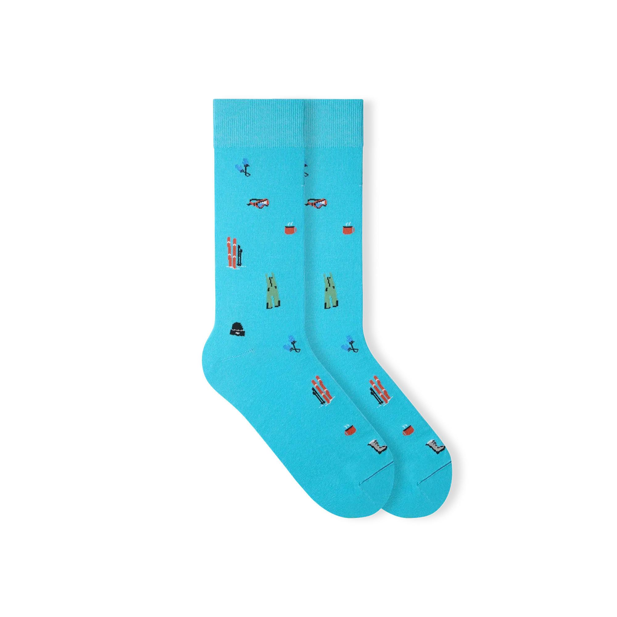 von Jungfeld Ski Retro Blue Chaussettes à Motifs  