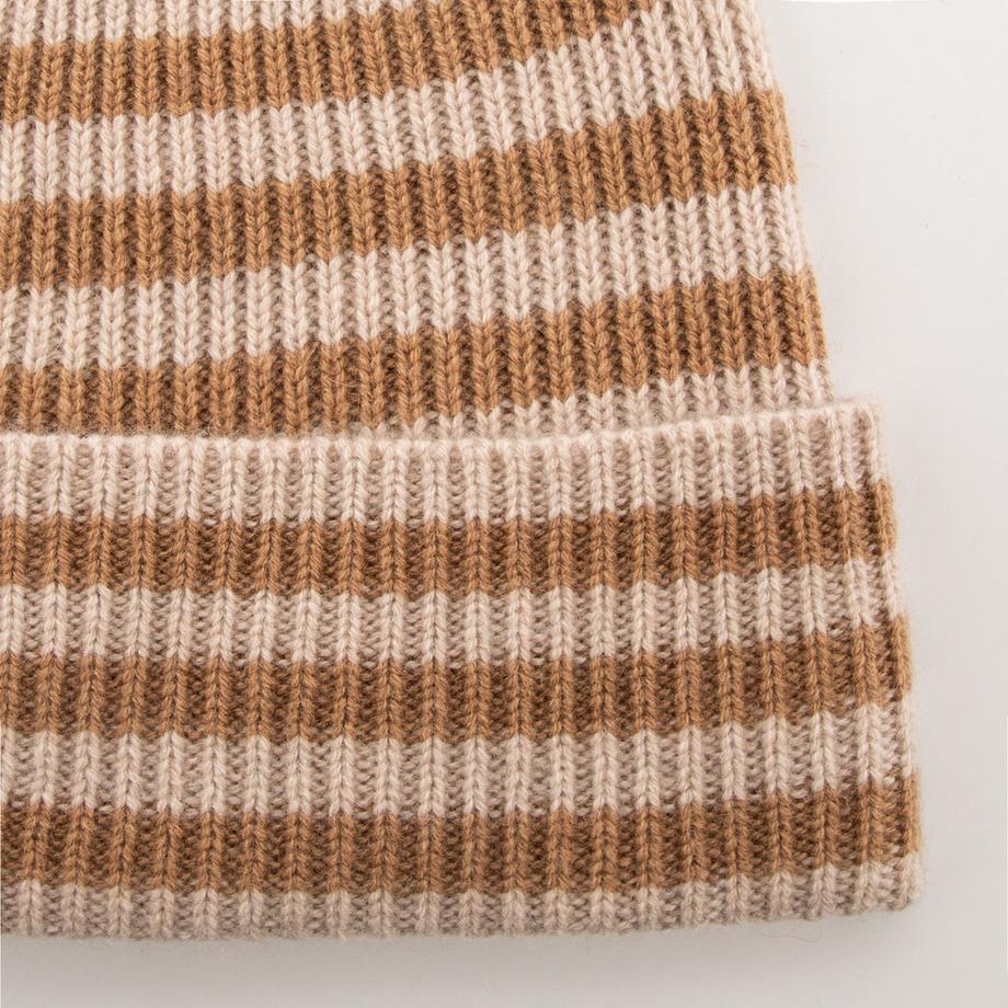 Manor Woman Bonnet en maille côtelée rayé  