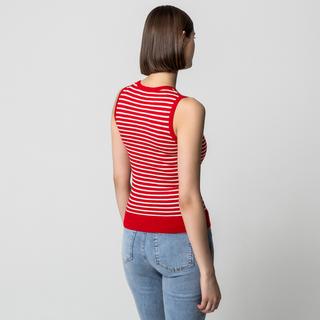 Manor Woman Pull sans manches col rond rayé  